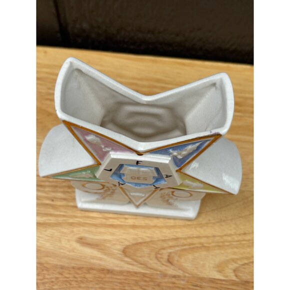 Order of the Eastern Star OES Ceramic Vase Planter Free Mason Vintage 5.5" - Picture 2 of 9